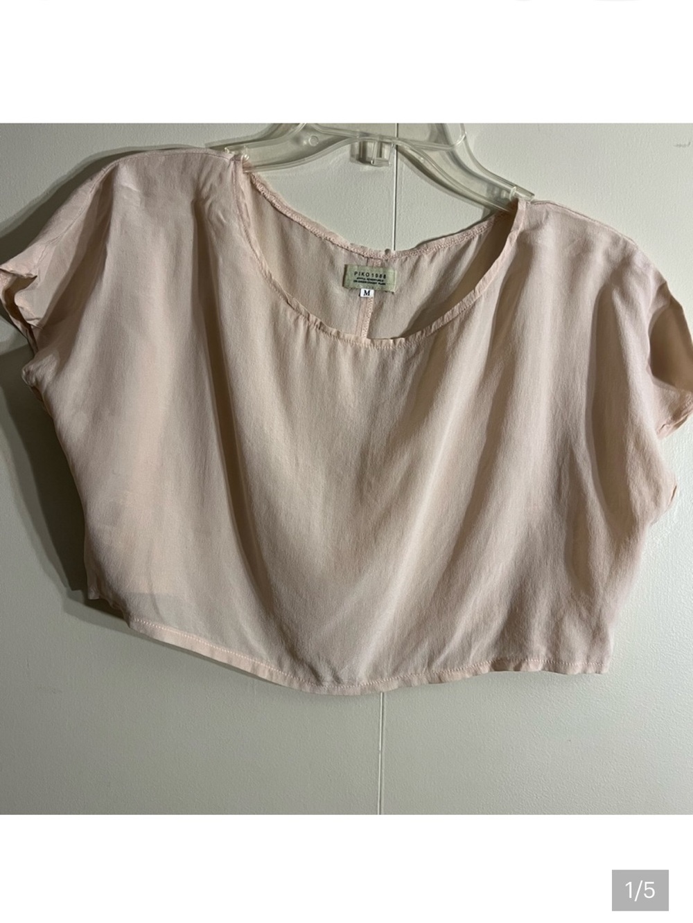 Piko 1988 Pale Pink Cropped Silk Blouse